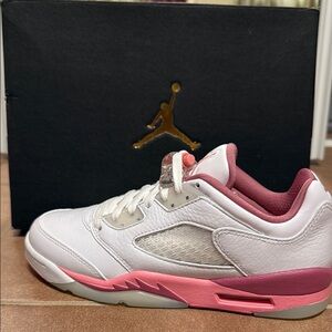 Jordan 5 Retro Low Kids White and Pink Sneakers